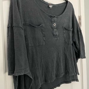 Free People distressed pocket Henley